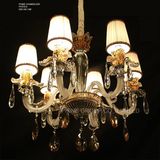 Modern Swarovski Crystal Decoration Pendant Lamp with Fabric Shade