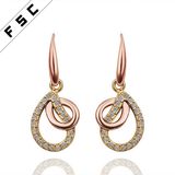 Fashion Plant Shaped Rhinestone Diamond Dangle Earrings for Teen Girls