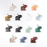 Natural Crystal Gemstone Agate Elephants Pendants Charms