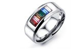 Fashion Crystal Rainbow Wedding Rings for Men and Men Wholesale Gay Stainless Steel Ring