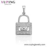 33681 Fashion Square Dark Blue Pendant with Crystals From Swarovski Jewelry