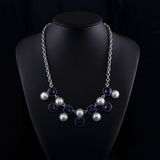 Sappire Crystal and Big Pearl Fashion Zinc Alloy Neckalce Set