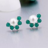 2018 Wholesale Pearl Earring with Colorful Crystal Silver 925