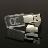 Customized 3D Laser Logo Crystal Flash Memory USB Stick with Color LED Light