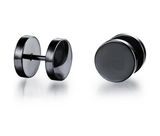 316L Stainless Steel Earrings Double Sided Round Bolt Stud Earrings for Men Women Punk Gothic Barbell Black Earrings Female Male