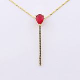 Long Chain Crystal Pendant Pure Gold Plated Necklace Jewellery