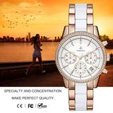 Ladies Rose and White Chronograph Watch Women Sports Watch Quartz71016