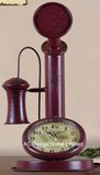 Vintage Decorative Antique Red Telephone Shape Metal Table Top Clock