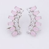 Colorful Crystal Stud Earring White Gold Plated Brass Jewelry