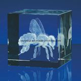 3D Laser Engraved Blank K9 Crystal Glass Cube for Souvenir
