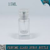 15ml Square Clear Cosmetic Glass Perfume Spray Pump Bottle