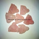 Semi Precious Stone Rose Quartz Small Buddha Carving