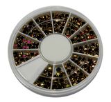 Nail Art, Nail Beaty, Nail Accesorries, Nail Rhinestone, Gold-Lined Round Rhinestones