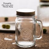 Hot Sell Transparent 16oz Glass Mason Mug with Metal Lid and Straw