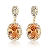 Ladies Accessories Yellow Gold Big Stone Dangle Earring