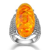 Resin White Gold Bouquet Oval Christmas Women Ring