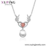 44184 Xuping Fashioned Crystals From Swarovski Bar White Gold Plated Necklace Jewelry