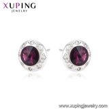 Xuping Sterling Silver Color Stud Earrings, Imitation Diamond Stud Earrings, Satr Silver Color Stud Earrings