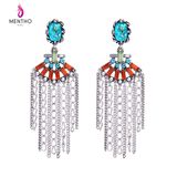 Bohemian Ethnic Elegant Personal Crystal Studded Alloy Chain Tassel Earrings
