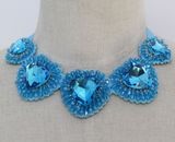 Lady Blue Heart Crystal Costume Jewelry Choker Fashion Necklace (JE0168)