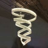 Lobby Custom Glass Pendants Modern LED Strip Baguette Crystal Chandelier