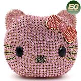 Fashion Crystalstone Evening Bag Cat Face Ladies Clutch Bags Handbag Leb737