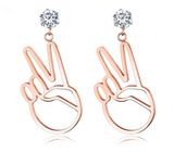 Simple Short Winner V Modeling Earrings Jewelry Titanium Steel Rose Gold Cubic Zirconia Stud Earrings