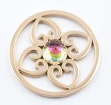 Flower Coin Plate with Color Crystal