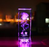 Colorful Light Base 3D Laser Crystal Cube -Free Engraving