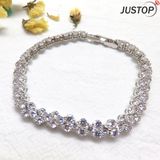 White Diamond Crystal Women Bracelet in Copper with White Gold Plated Plating