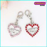 Fashion Wholesale Zinc Alloy Heart Shape Crystal Accent Pendant