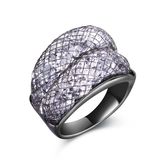 18K Real Gold Plated Fashion Crystal Black Ring Jewelry