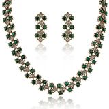 Antique Vintage Style Dubai Gold Olivine Stone Woman Jewelry Set