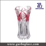 New Style Sunny Flower Pattern Colored and Frosted Flower Glass Vase