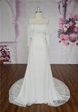 Long Sheath Wedding Dress Chiffon Plus Size Wedding Dress