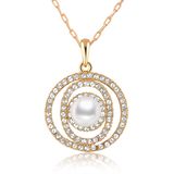 Elegant Style Wedding Round Pearl Necklace with Crystal