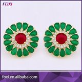 Golden Emerald Zirconia Earrings Stud Back Earring