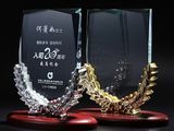 Crystal + Metal + Wooden Base Medal.