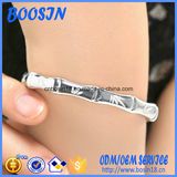 Factory Custom Ajustable 925 Silver Bamboo Leaf Bangle