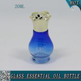 20ml Blue Color Glass Essential Oil Bottle with Flower Aluminum Cap