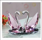 Pink Crystal Swan Set for Wedding Gifts Decoration (ks03045)