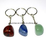 Fashion Semi Precious Stone Natural Crystal Tumbled Nugget Keyring Pendant