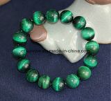 Green Blue Tiger Eye Round Bead Bracelet
