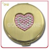 Decoration Crystal Stone Embossed Gold Plated Metal Mirror