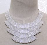 Women Fashion Bead Crystal Costume Collar Necklace Jewelry (JE0160-white)