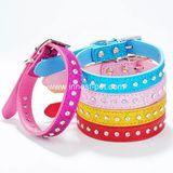 2018 Pretty Pet Accessory Reshinestone Crystal PU Dog Collar