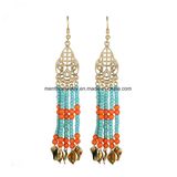 New Fashion Bohemian Hollow Multi-Color Beaded Long Tassel Earrings Jewelry