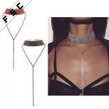 Newest Crystal Long Thin Chain Choker Collar Necklaces for Women