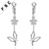 Crystal Jewellery Accessory White Gold Plated Alloy Butterfly Stud Earring