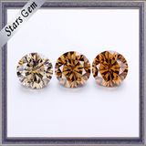 Colorful Champagne Color Round Hearts and Arrows Moissanite